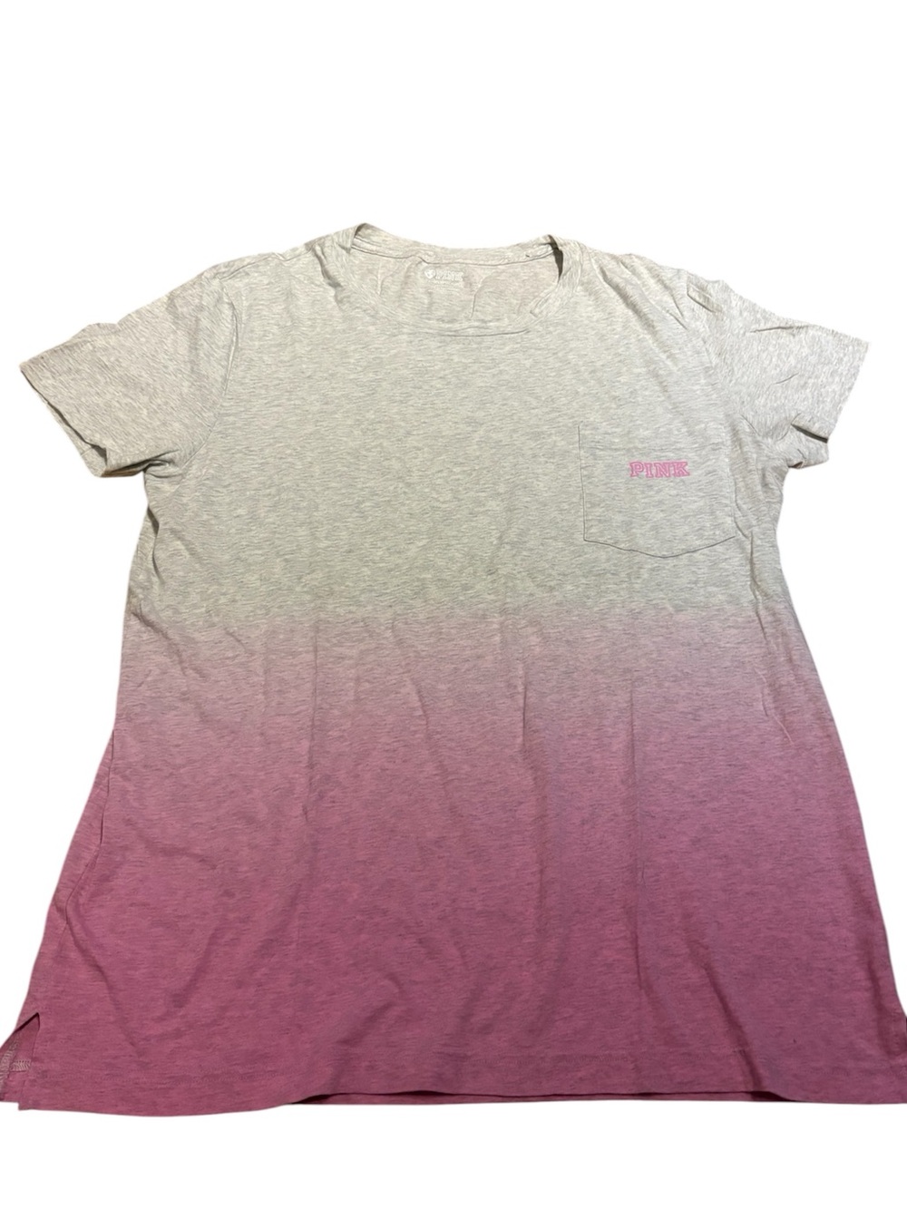 PINK Victoria's Secret Ombre Short Sleeve Pocket Tee - Gray to Pink Size Large